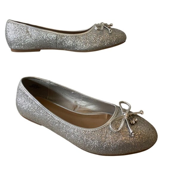Torrid Silver Glitter Ballet Flats With Bow Embellishment - Size 11.5W - Picture 3 of 10